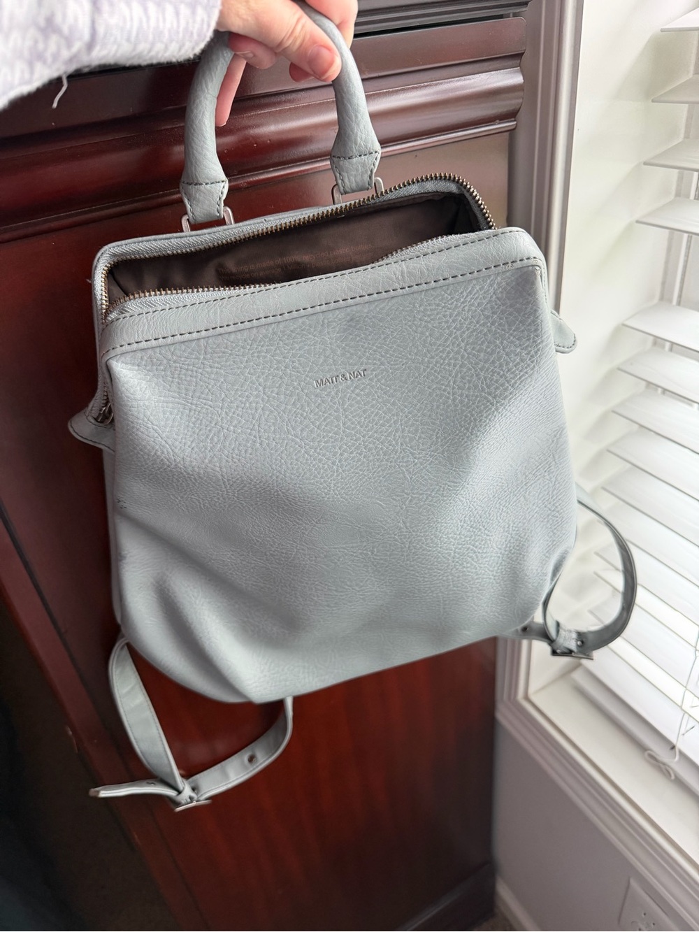 Matt & Nat Light Gray Vegan Leather Backpack